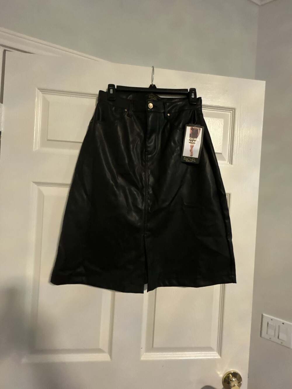 Rachel Roy High-Rise A-Line Faux Leather Skirt Black Size 8/29